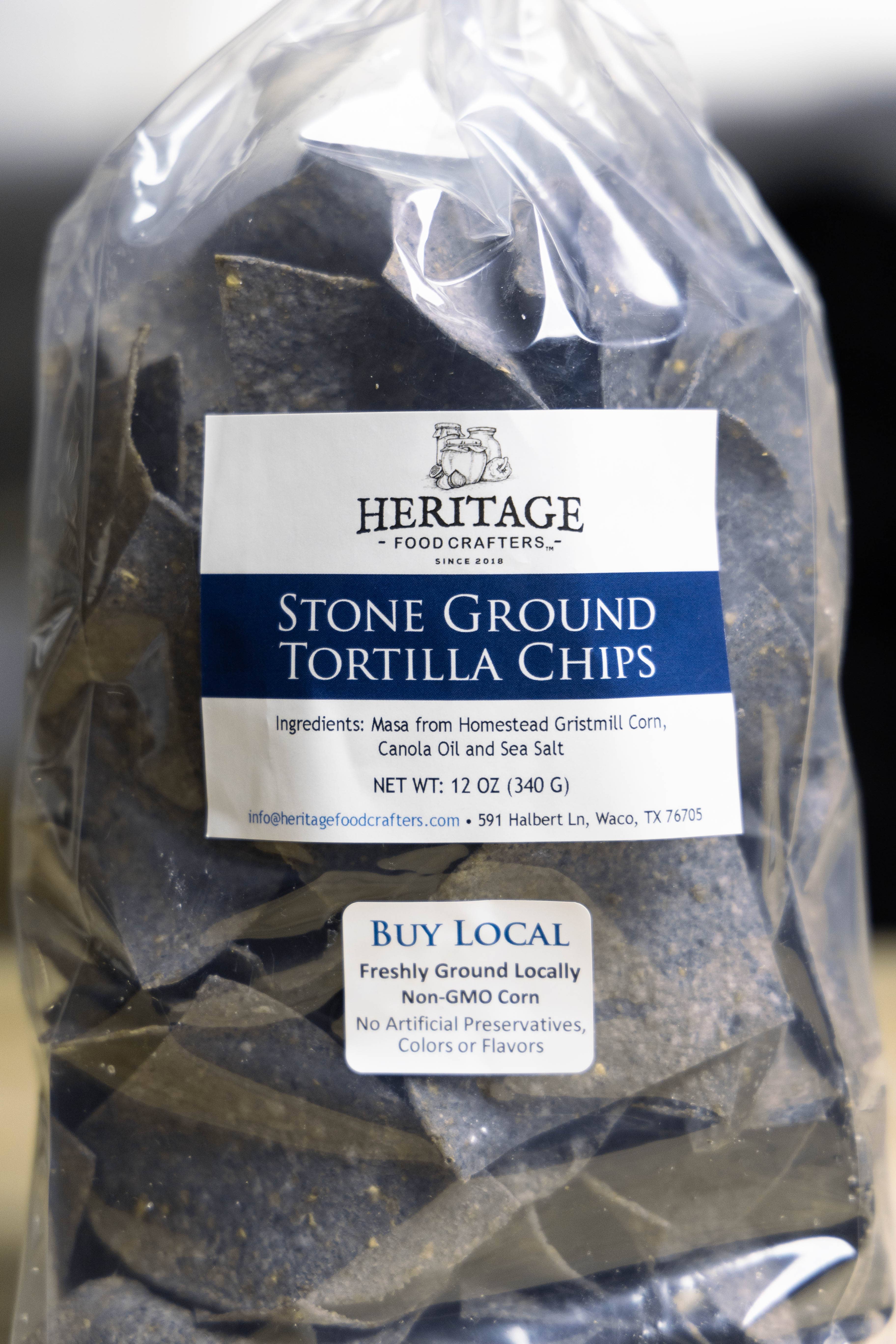 Heritage Food Crafters - Wholesale Chips - Stone-Ground Blue Corn Tortilla Chips - 12oz1