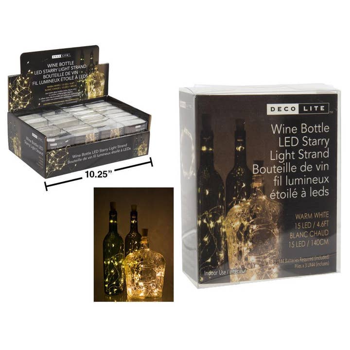 Truu Design - Wholesale String Lights - Wine Bottle LED Light Strand,15LED, B/O, pvc + pdq