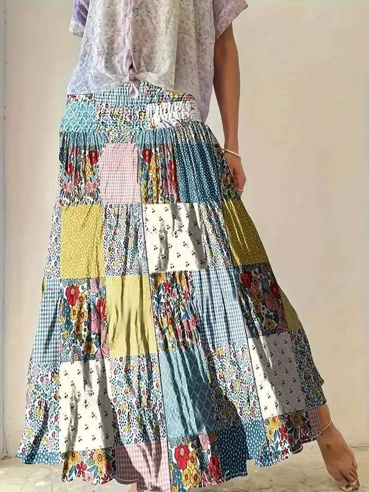 Decor Resort floral urban bohemian maxi skirt for wholesale on Faire