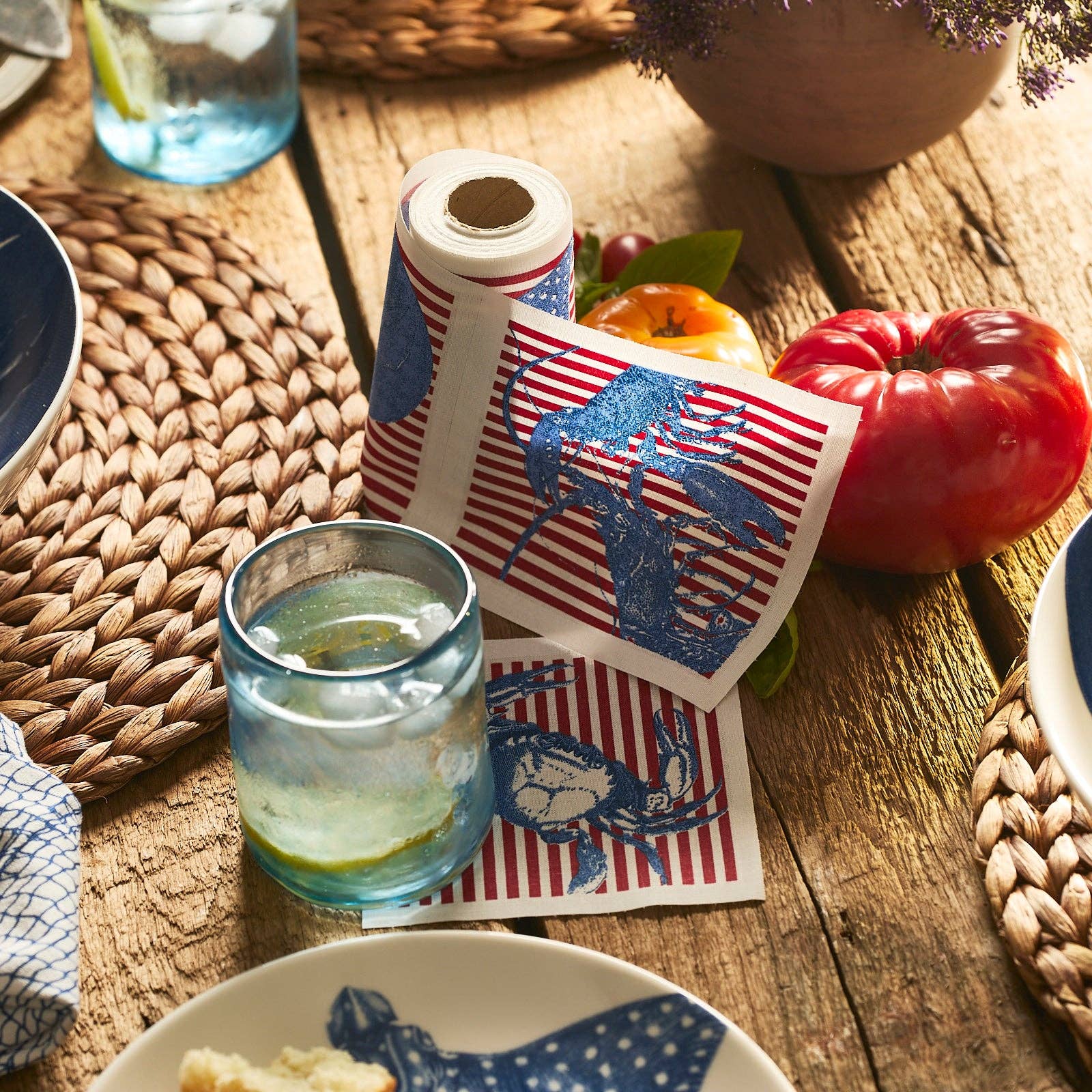 Caskata - Wholesale Disposable Napkin - Seaside Stripes Cocktail Napkin Roll1