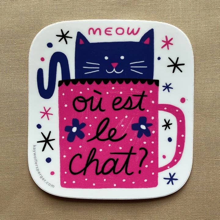 Where is the Cat? Vinyl Sticker for wholesale by Kay Wolfersperger