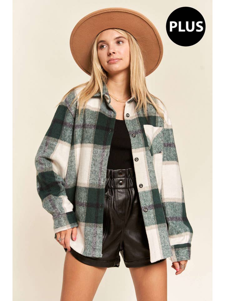 Madelyn - Wholesale Shirt Jacket/Shacket - Women's - LEJ2586X -PLUS PLAID FLANNEL SHACKET