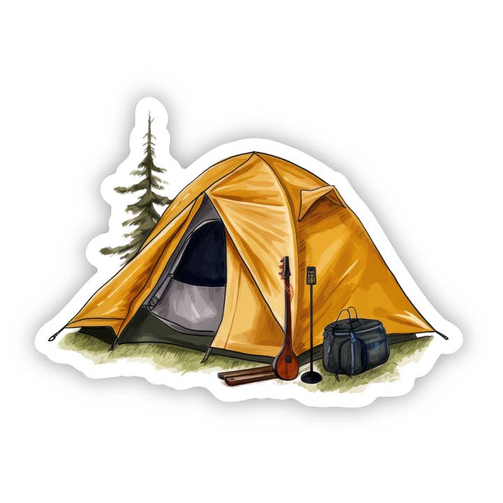 Autocollant d'aventure | Scène de camping en solo | Vinyle durable pour la vente par PiggyPrintStickers