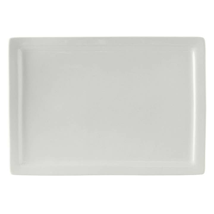 Raised Ceramic Rect Plate, 15.5" for wholesale by Tuxton Home