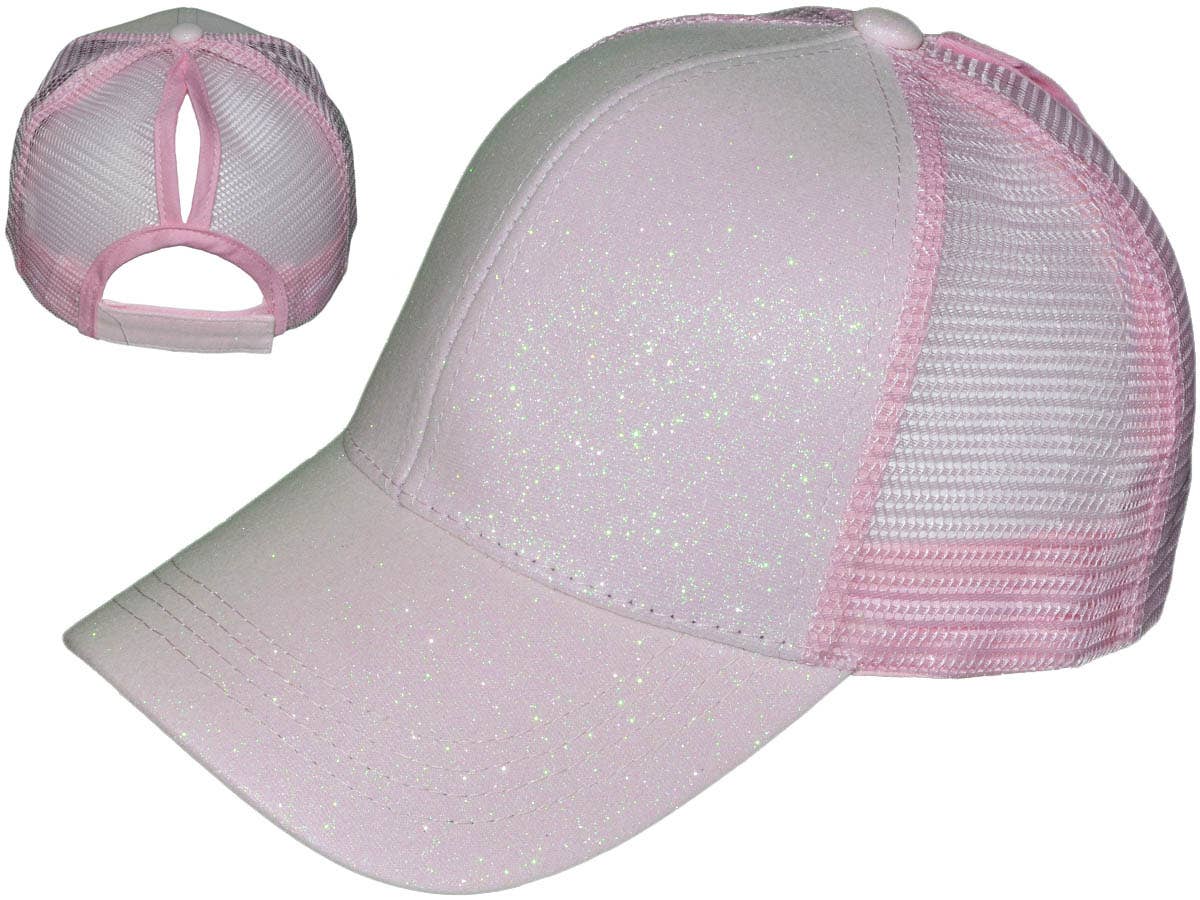 Buck Wholesale – wholesale Trucker hat – Women’s – Glitter Ponytail Trucker Hats - Low Profile Structured Mesh13