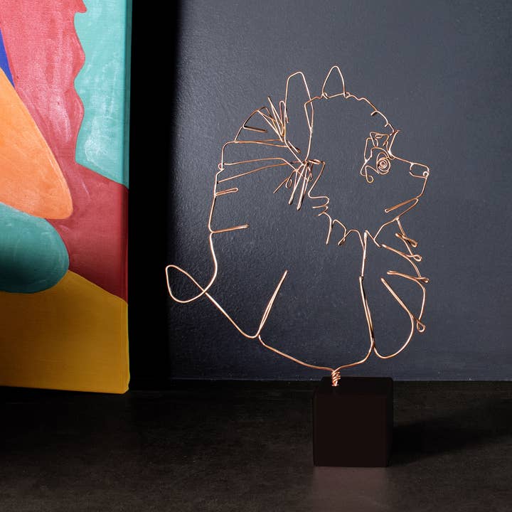 Pomeranian in bronsdraad of zwart metaal voor wholesale door PROFILO BY ANDREW VIANELLO