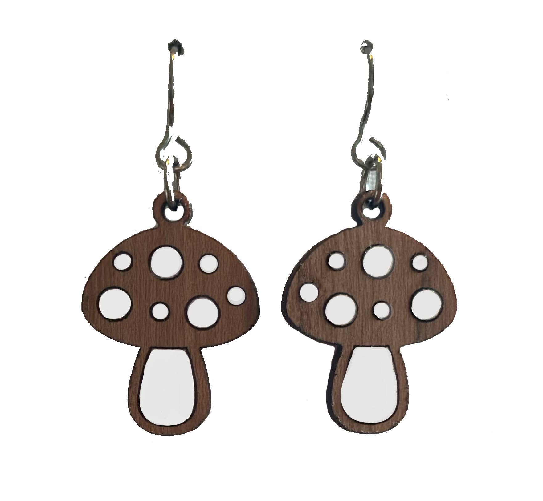 Pendiente en forma de rama de hongo con detalle de lámina plateada para venta al por mayor de Woodcutts Inc.