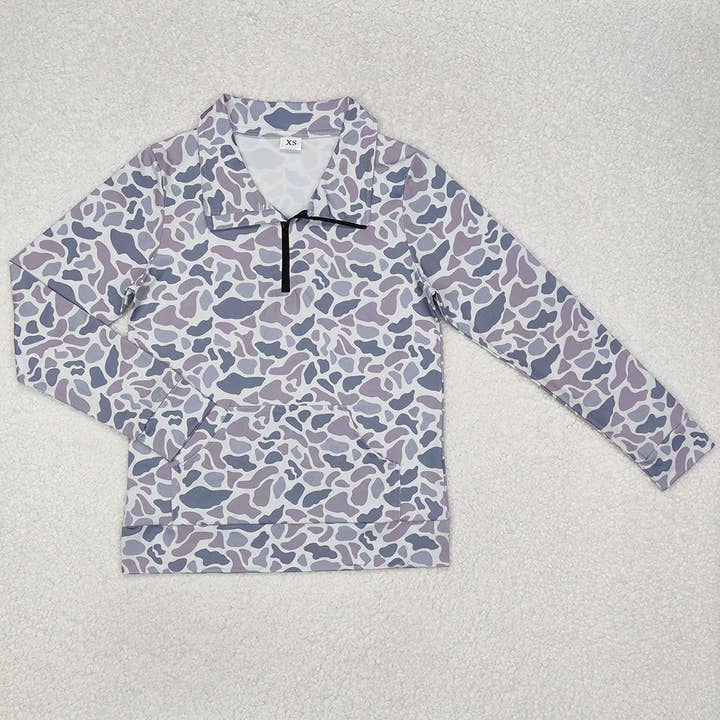 Rosa Clothing - Wholesale Sweatshirt - Women's - Wildness Hunting grey camo duck camo half zip pullover
