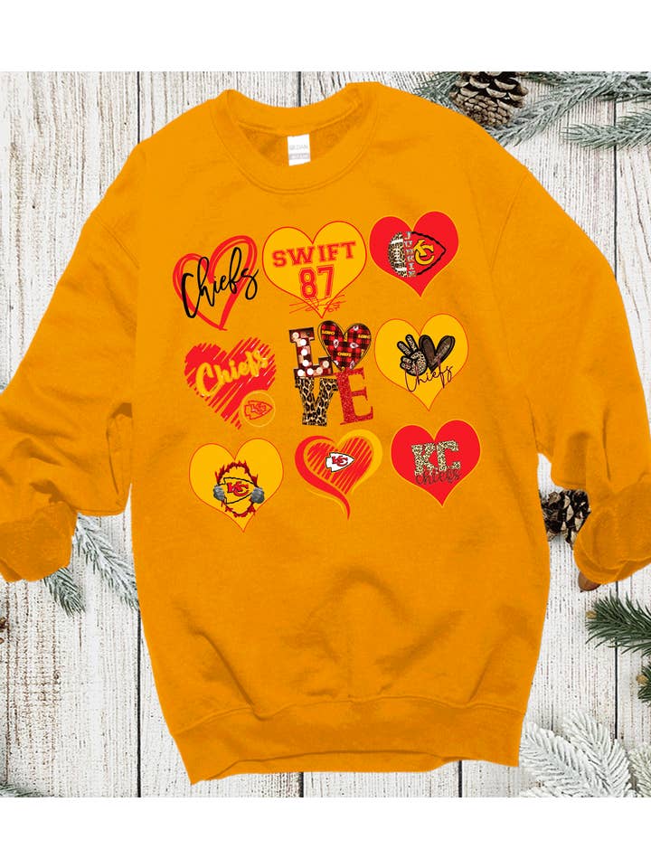 A Blessed Texas Mess Boutique - Wholesale T-Shirt (Graphic) - Women's - Kansas City Chiefs Taylor Swift 87 Kelsey Hearts Chiefs5