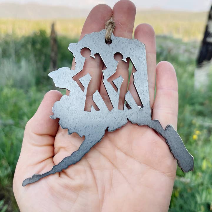 Alaska State Hikers Christmas Ornament for wholesale by BE Creations & Designs, Inc.