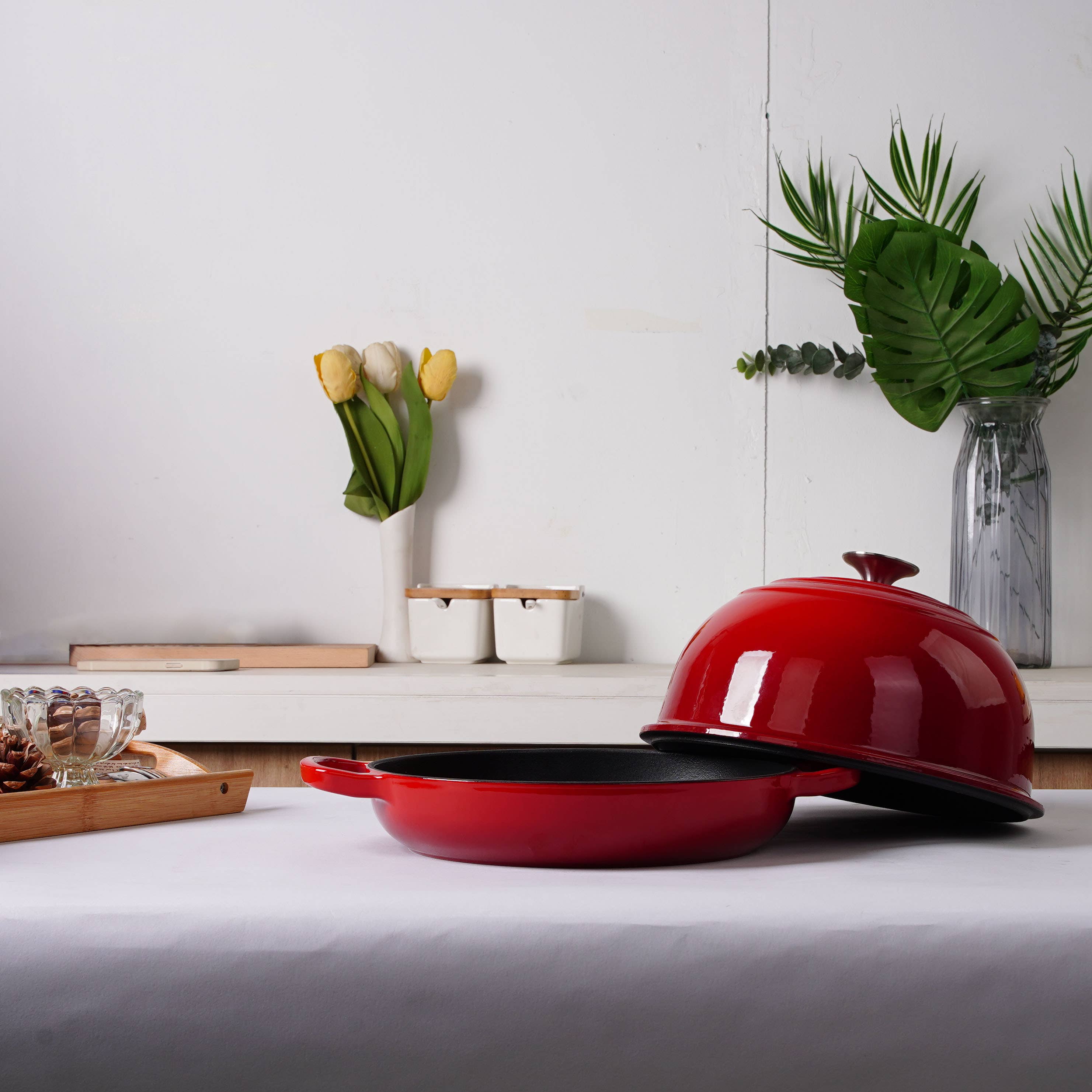 Crucible Cookware - Wholesale Bread Pan - Enameled Cast Iron Bread Pan, Artisan Bread Oven Form - Red3