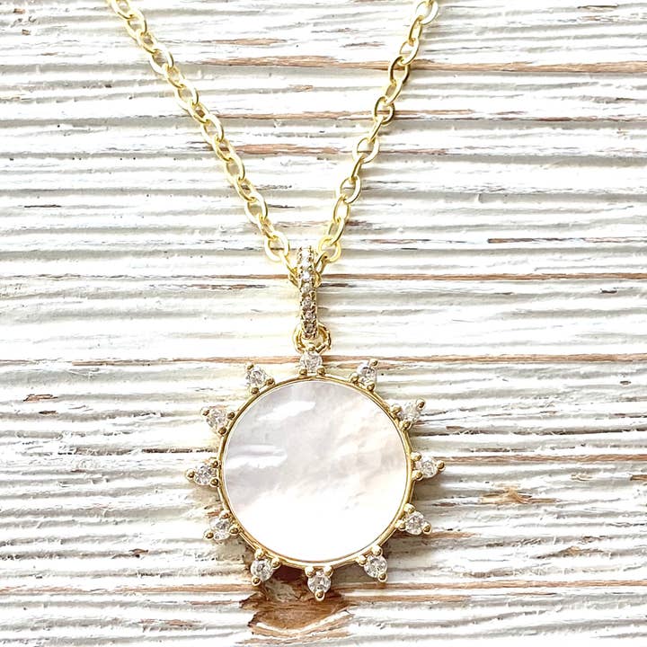 VB&CO Designs Handmade Jewelry - Wholesale Pendant/Charm Necklace - Sun sunburst pearl crystal necklace boutique salon 1