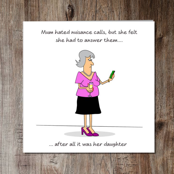Swizzoo Cards - Wholesale Mother's Day Card - Funny Mother's Day Card Mum's Birthday Best Mum from Daughter Nuisance Calls Phone Humorous Humour amusing