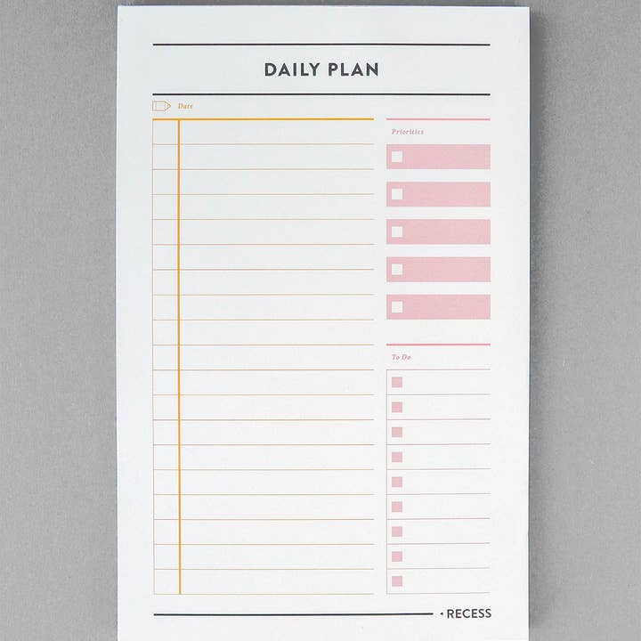 Recess Shop - Vente Agendas - Bloc de plans quotidiens