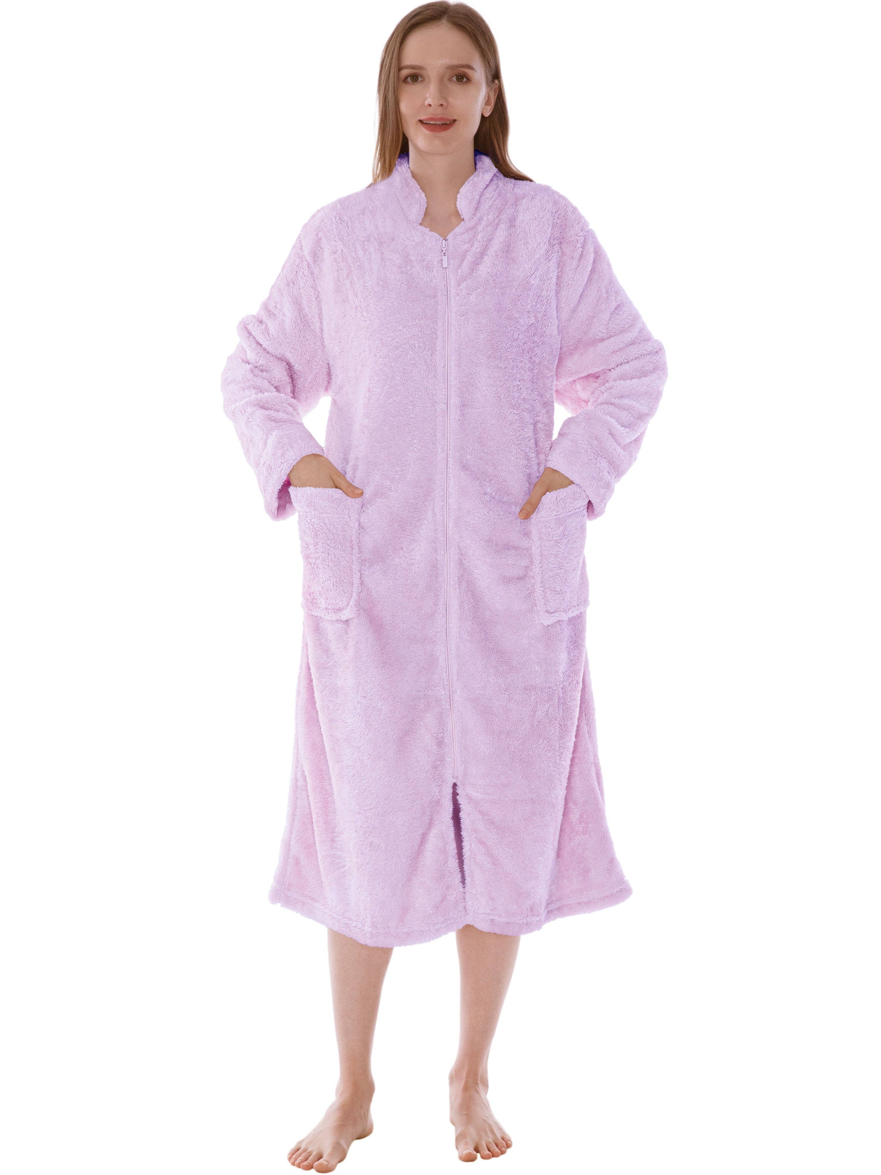 Pavilia - Wholesale Robe - Women's - Women's Sherpa Housecoat Zipper Robe9