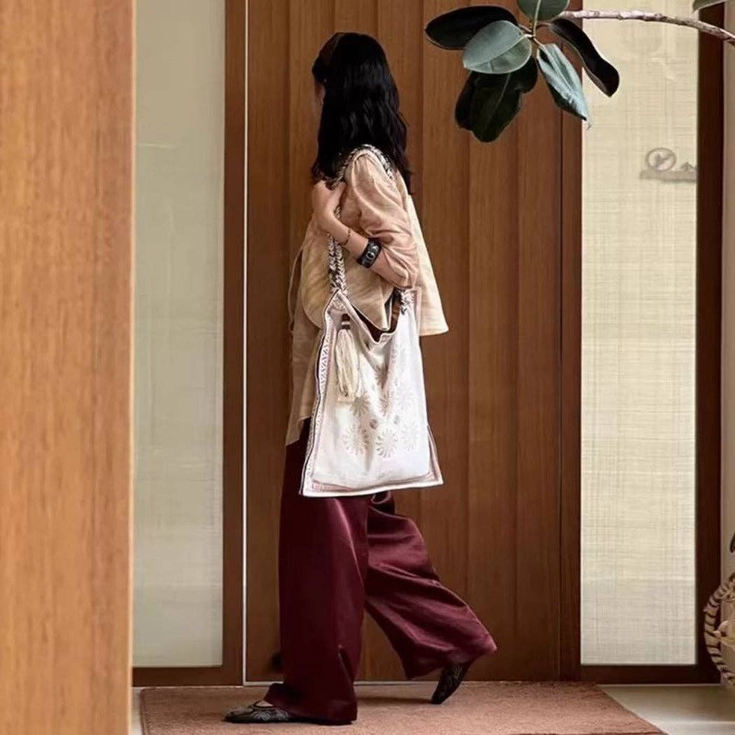 Funkyrel® Atzbranding Limited - Wholesale Tote Bag - Women's - Cosbai - Boho Square Tote Bag With Tassel3