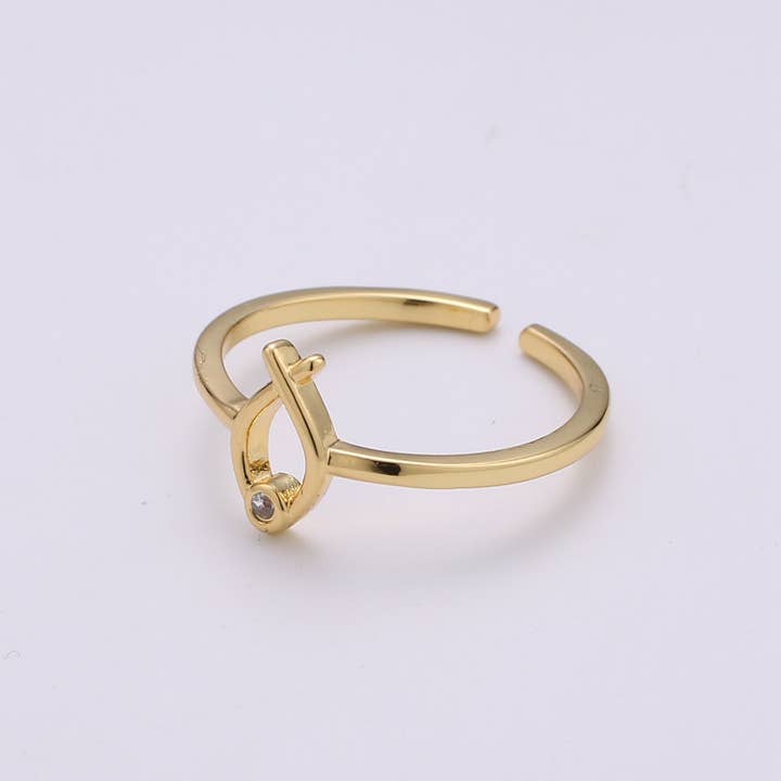 Aim Eternal - Wholesale Band/Stacked Ring - Christian Fish Ring Stackable Ring, Thin Ring, Vermeil Ring, Dainty Stacking Rings, Open Ring, Thin Adjustable Ring Religious Jewelry