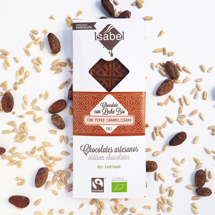 BIO Chokladtablett med KARAMELLISERADE RÖR (10 enheter) för wholesale av CHOCOLATES ARTESANOS ISABEL