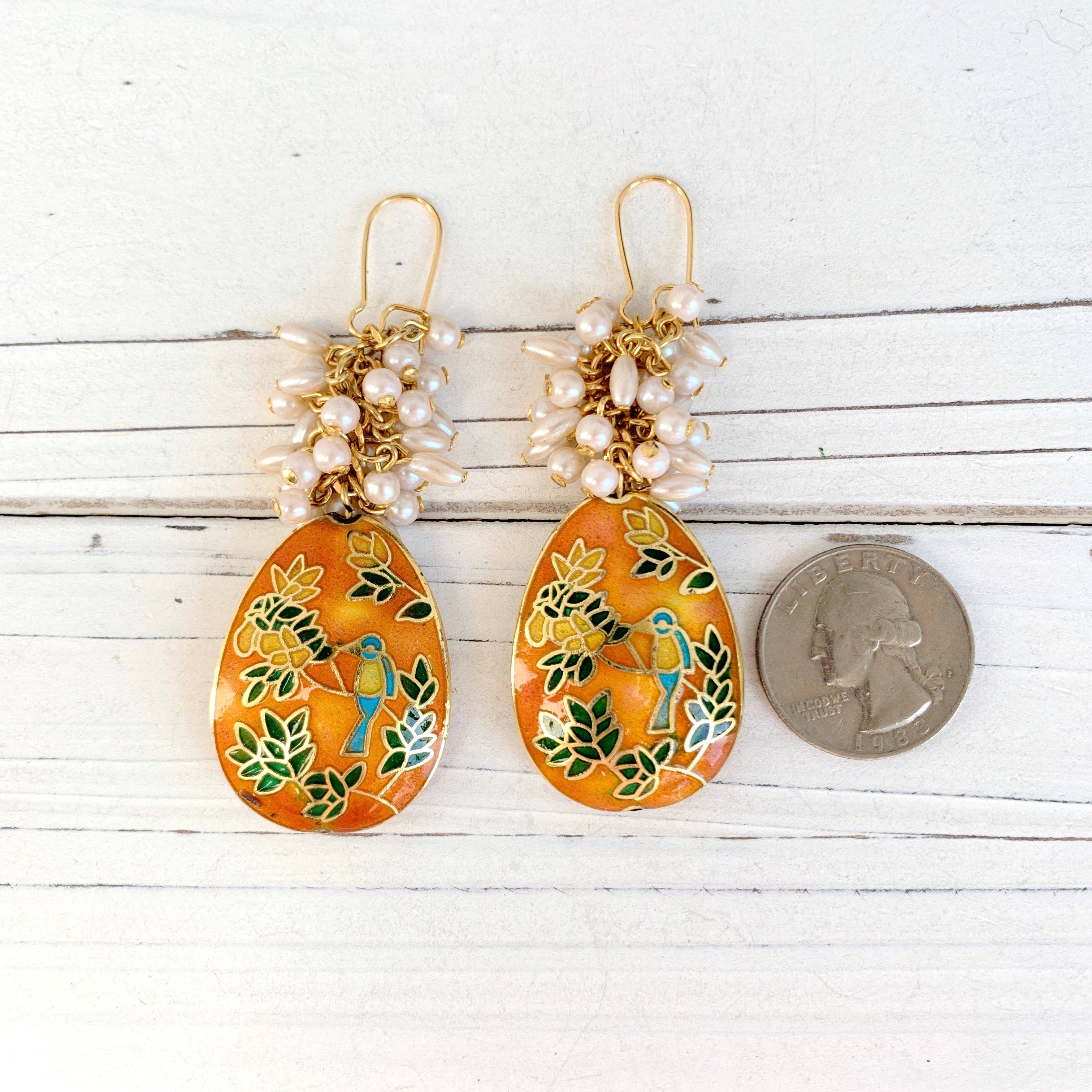 Lenora Dame – wholesale Dangle earrings – Cloisonne Pearl Cluster Earrings1