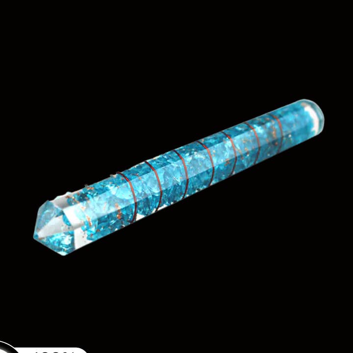 Orgone Faceted Massage Wand Blue Topaz with Copper Wire for wholesale by Green Tree