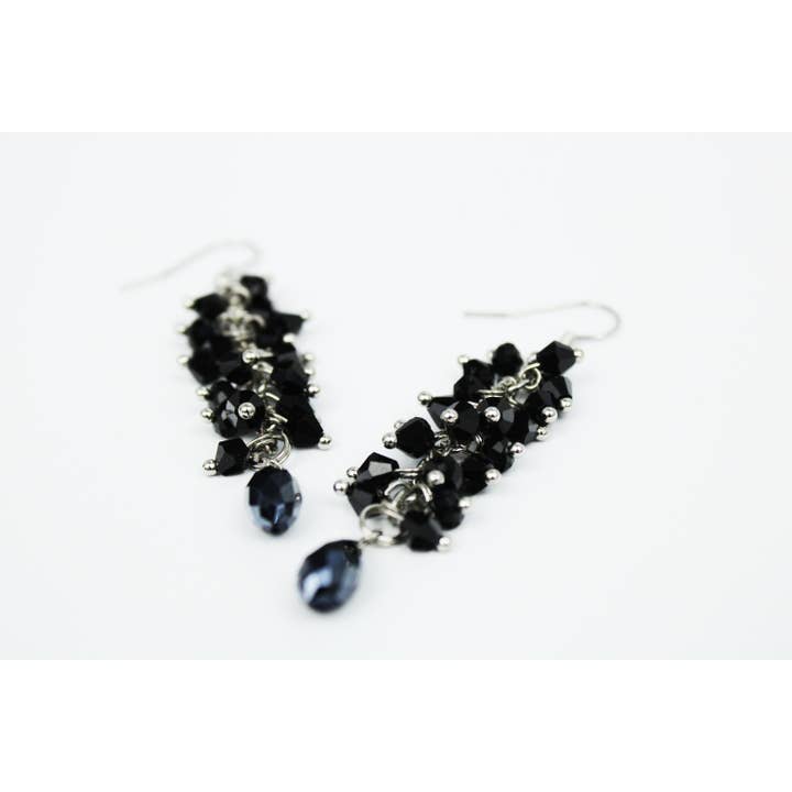 Ninolia – Großhandel Ohrhänger – Schwarze Tropfenohrringe Schwarzer Stein Cluster Ohrringe Edelstein Statement-Schmuck