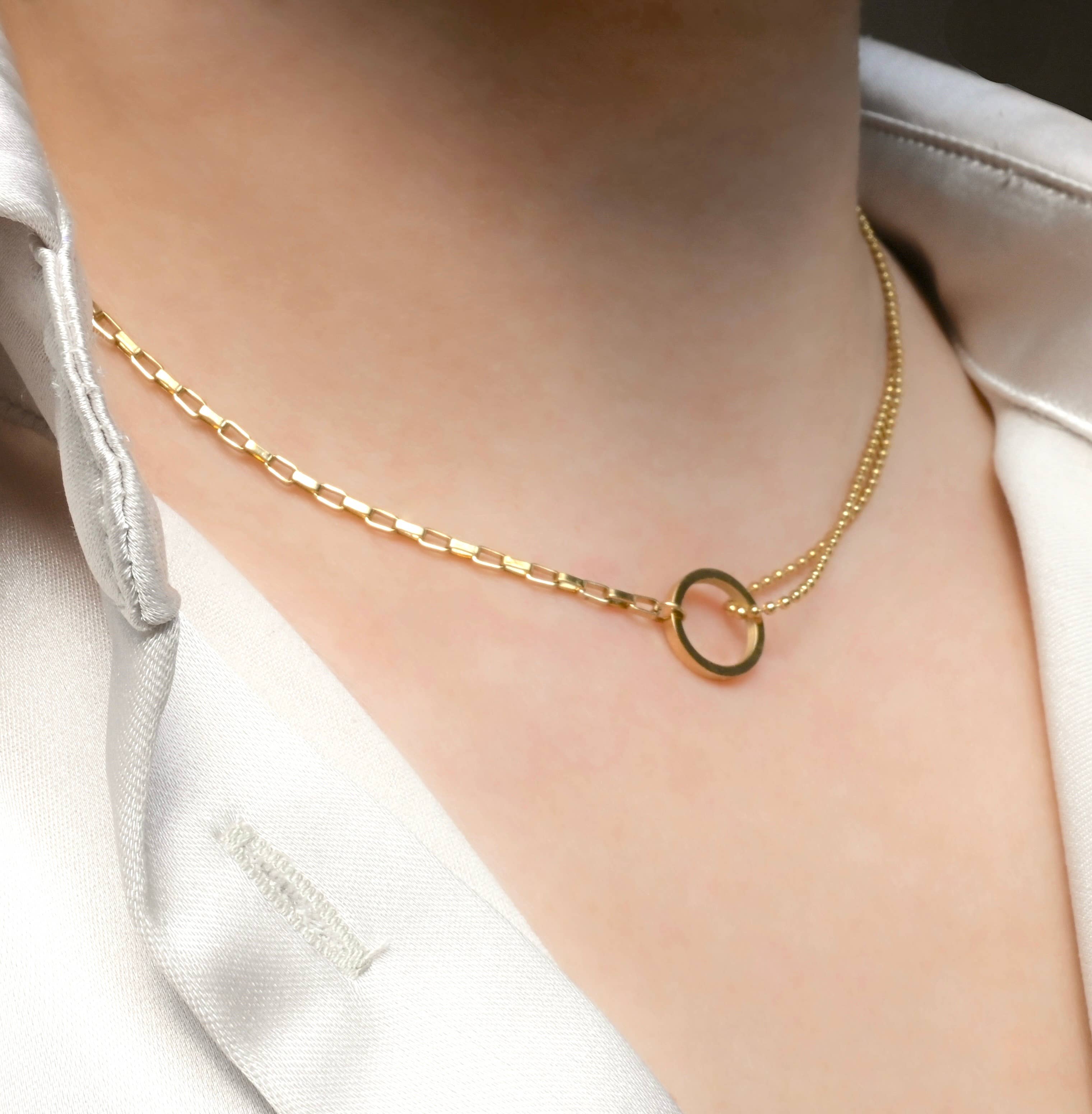 Blueyejewelry - Wholesale Choker/Collar - Circle Link Choker - Waterproof Asymmetrical Circle Choker 1