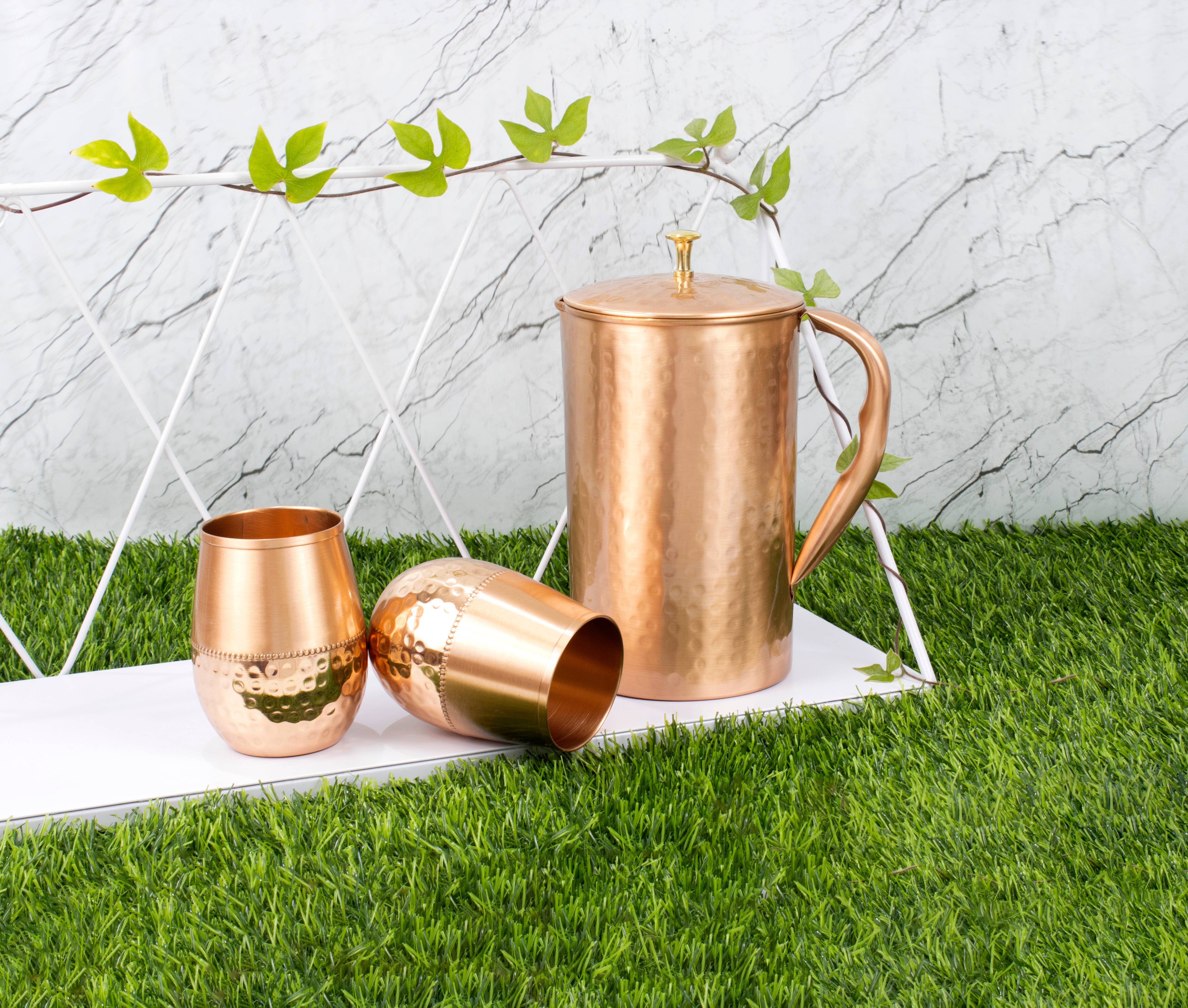 El'Cobre-Ecozonelifestyle - Wholesale Jug - Premium Hammered Copper Jug with Lid - 1.2L3