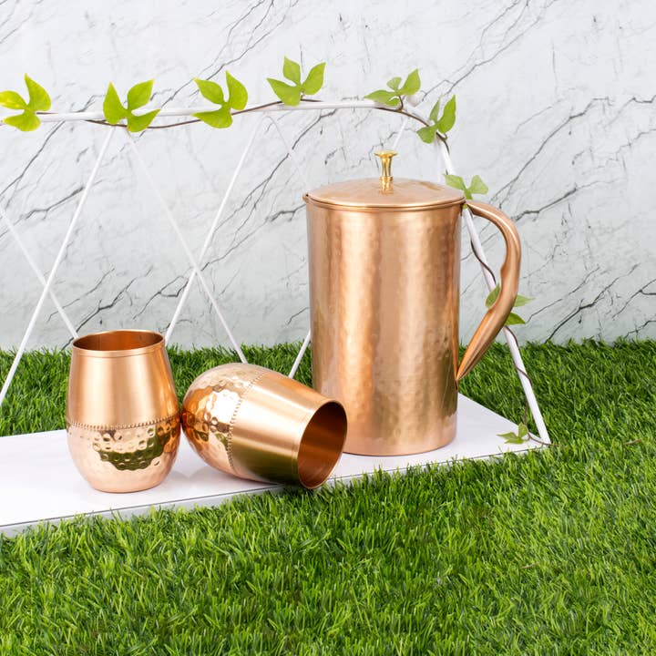 El'Cobre-Ecozonelifestyle - Wholesale Jug - Premium Hammered Copper Jug with Lid - 1.2L3