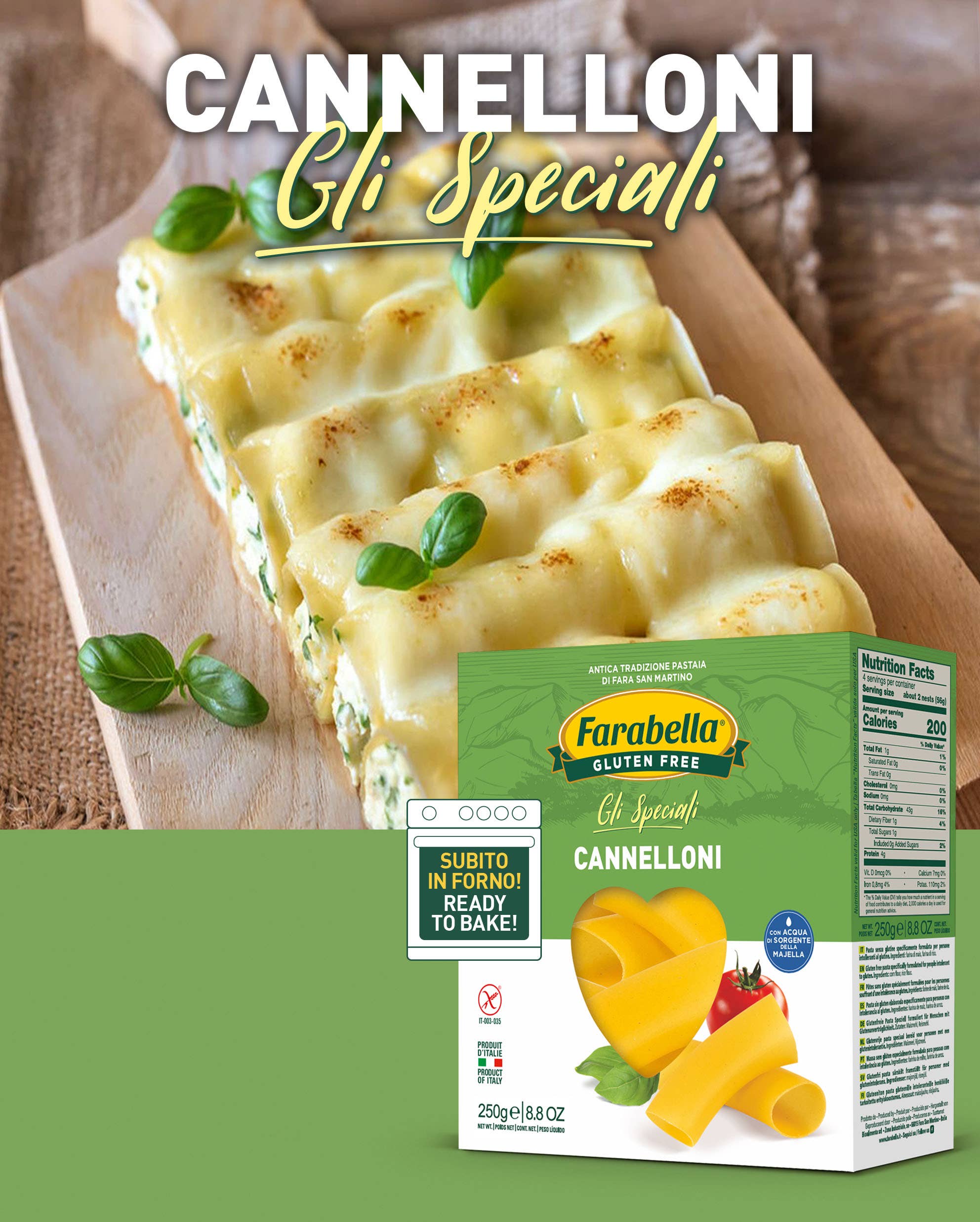 Farabella - Wholesale Pasta - Cannelloni Gluten Free Pasta 250g x 62