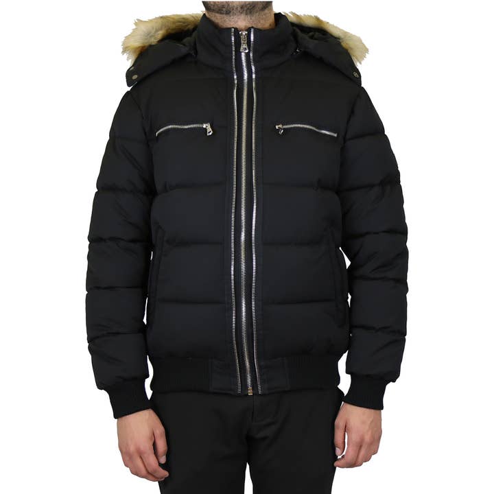 Giacca pesante da uomo con cappuccio in pelliccia staccabile per la vendita all'ingrosso da parte di Galaxy By Harvic