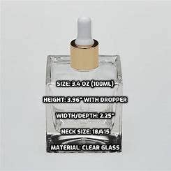 The Bottle Shoppe - Vente Supports pour huile essentielle - Flacon carré en verre flint 100 ml avec compte-gouttes doré2