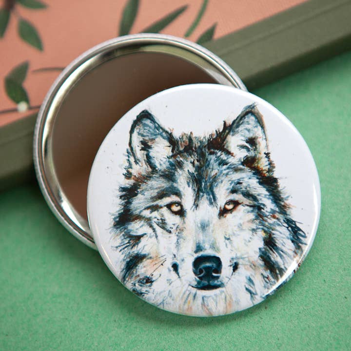 Kate Moby - Wholesale Compact Mirror - Inky Wolf Pocket Compact Mirror