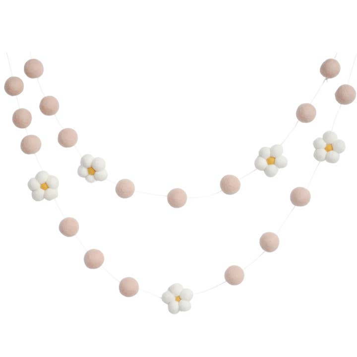 Ghirlanda di margherite in feltro rosa - 6 piedi per la vendita all'ingrosso da parte di JuJuBee Goods