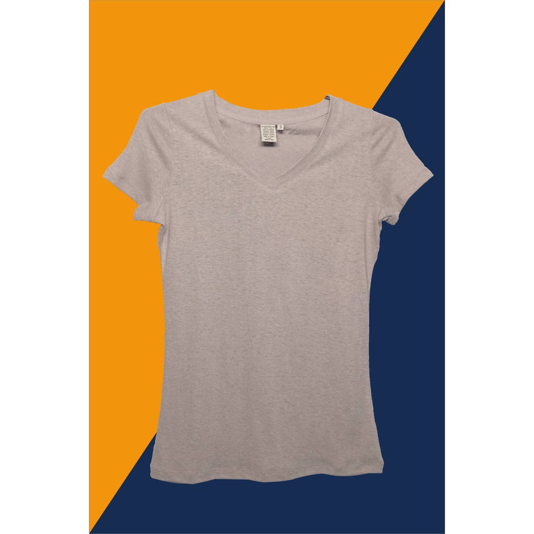 OG Hemp Goods - Wholesale T-Shirt - Women's - Eco-Friendly, Organic Hemp, Women's Gray V-Neck Tee Shirt