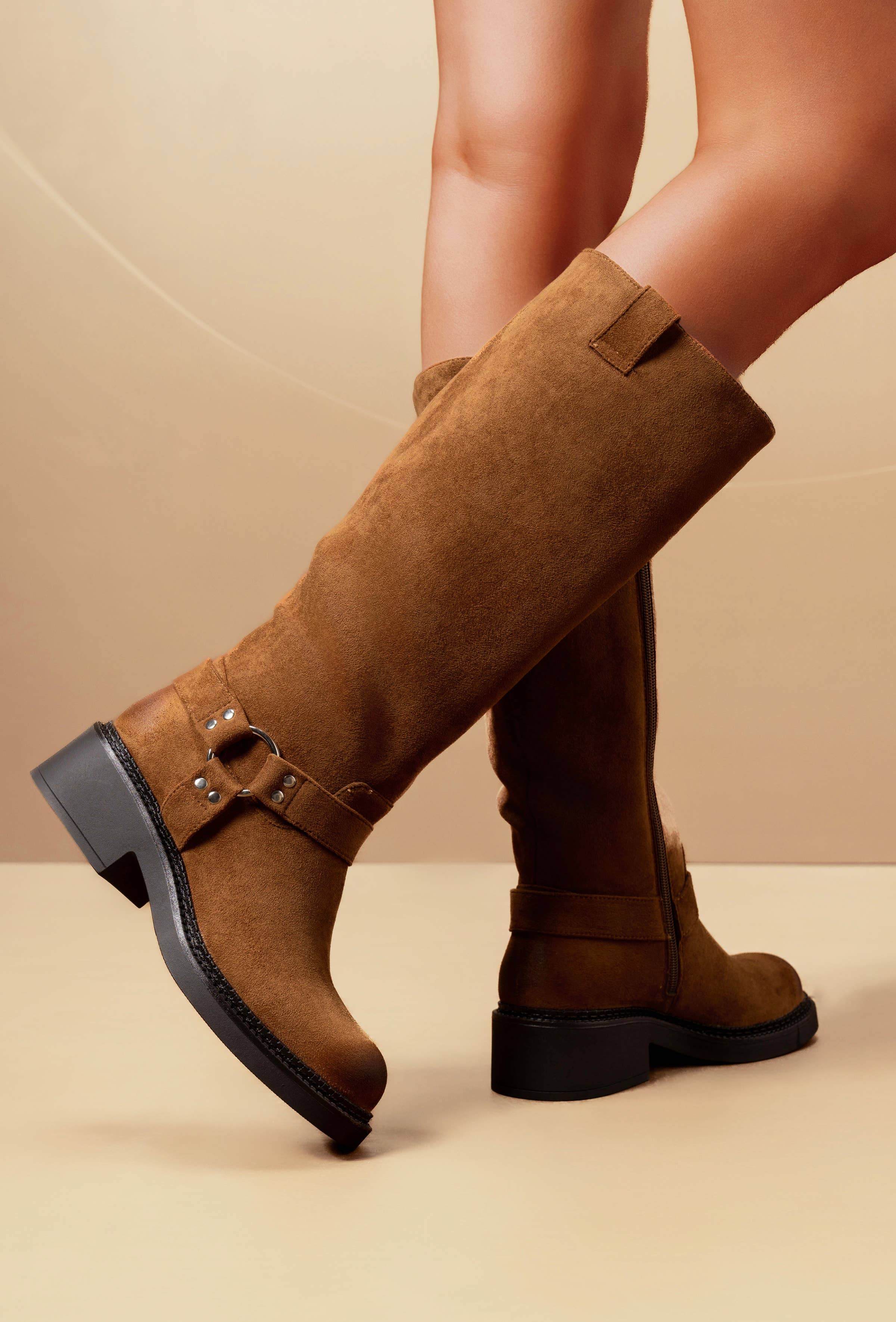 C'M PARIS - Wholesale Boots - Women's - Studded Harness Biker Boot 6835611