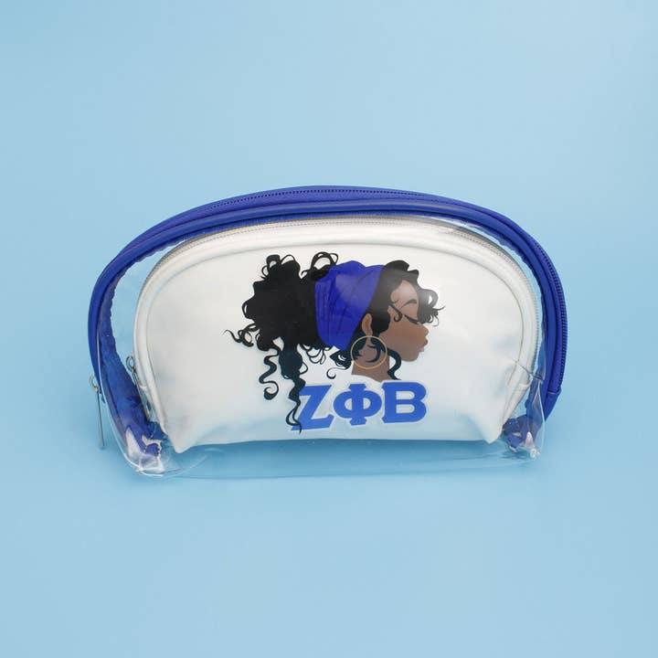 ZPB Sorority Woman Blå Vit Kosmetisk Påse Set för wholesale av PinktownUSA