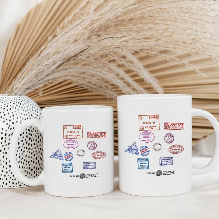 Passport Stamps Mug for wholesale by Shop Intaglio
