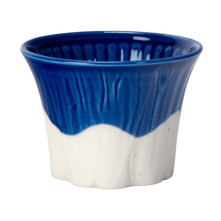 3"H 6oz Snowcap Fuji Sakura Tea Cup Blue JP (6/60) for wholesale by Urban Tokyo