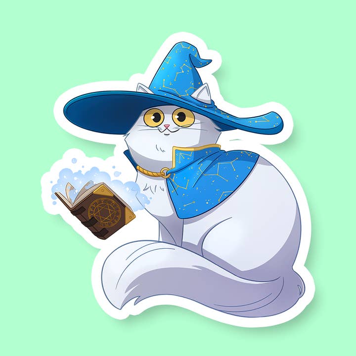 Wizard Class D&D Cat Sticker for wholesale by Riftgate