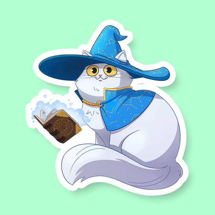 Wizard Class D&D Cat Sticker for wholesale by Riftgate
