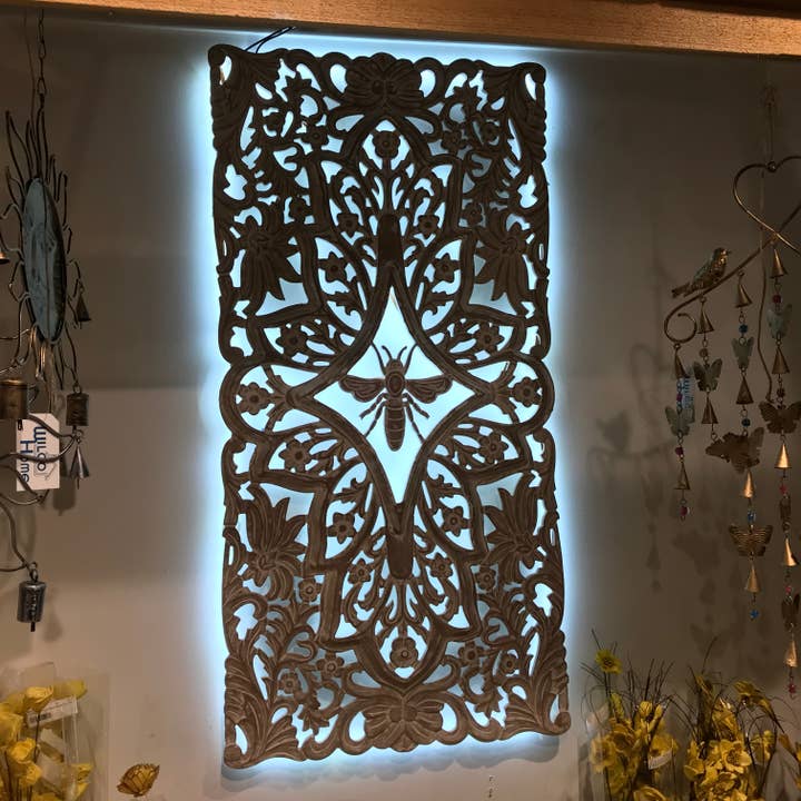 Wilco Home - Wholesale Wall Accent - Queen Bee 3-D Carved Wood Wall Art Panel