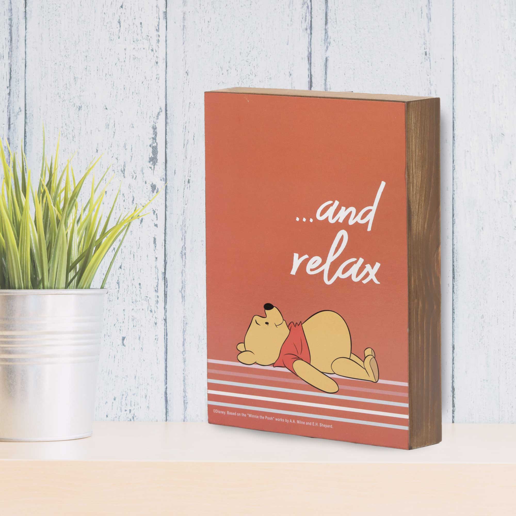 Open Road Brands, LLC - Wholesale Sign - Disney Winnie the Pooh Relax Striped Wood Wall Decor3