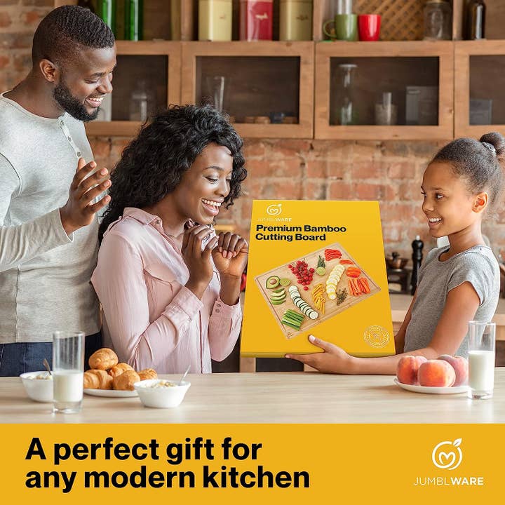 Jumbl - Wholesale Cutting Board - Bamboo Cutting Board, 18x24 Wood Cutting Board with Handles4