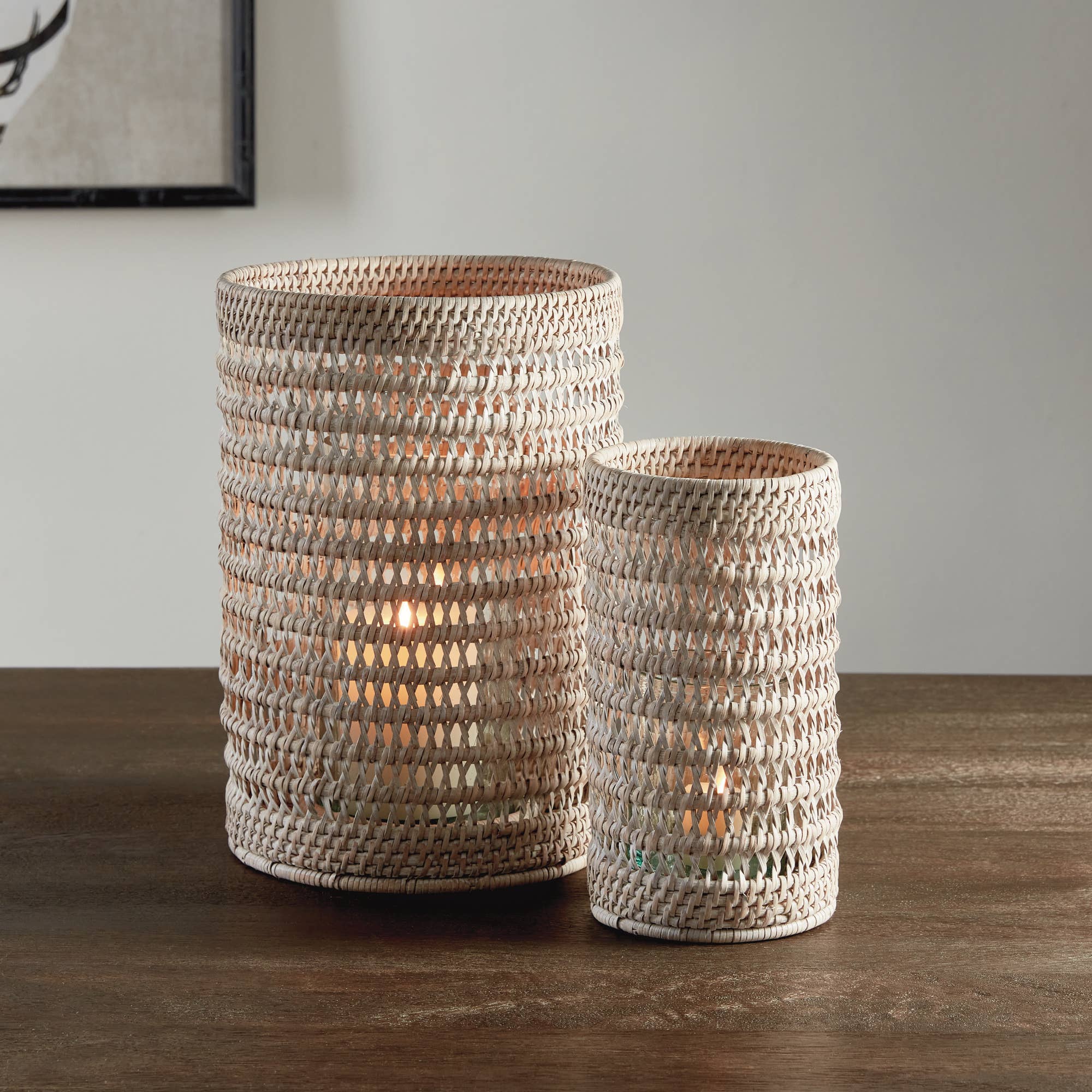 Napa Home & Garden - Wholesale Candle Holder - Burma Rattan Hurricane Small, White1