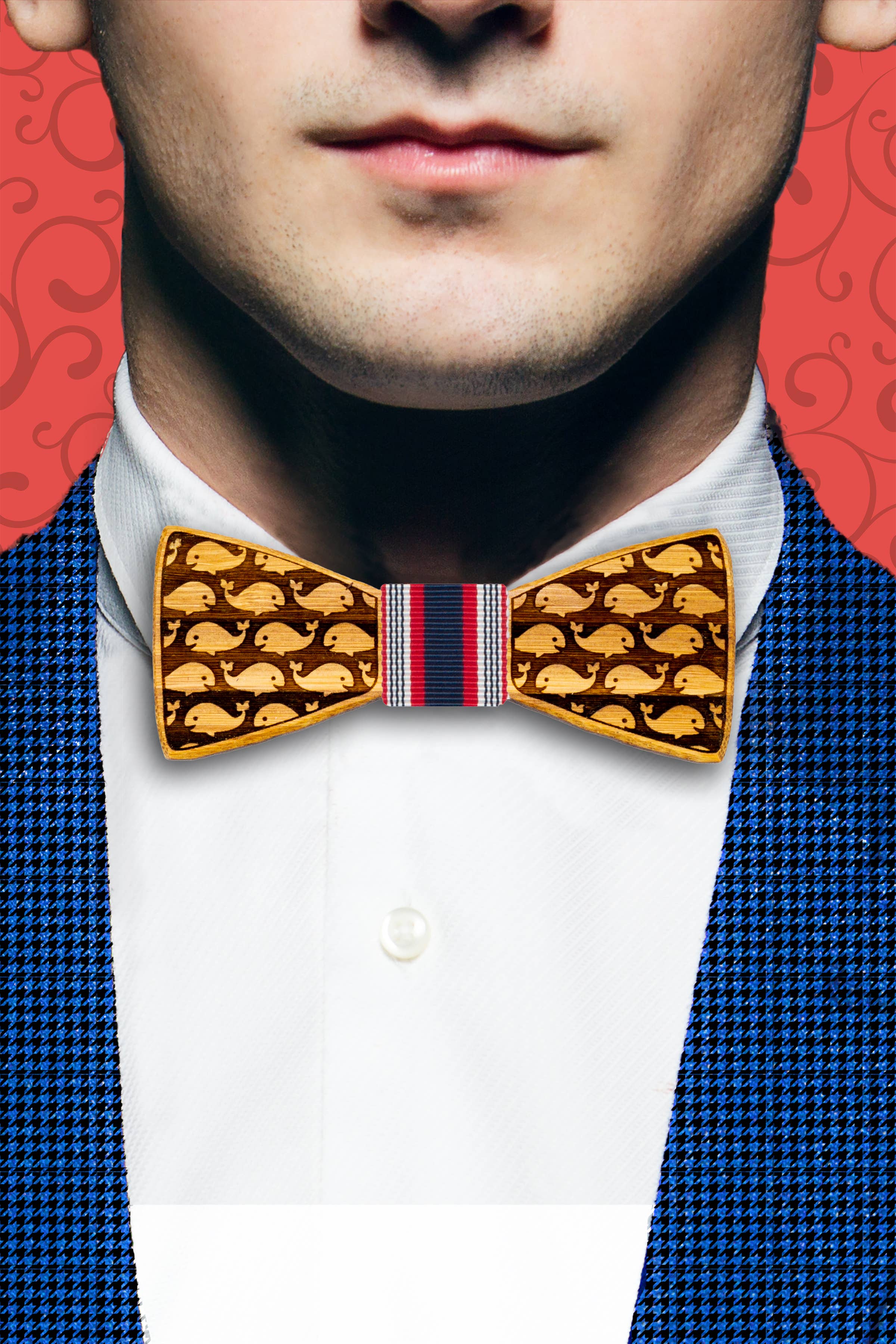 rjostudio|HANDCRAFTED - Vente Nœud papillon – homme - Baleines - Noeud papillon en bambou1