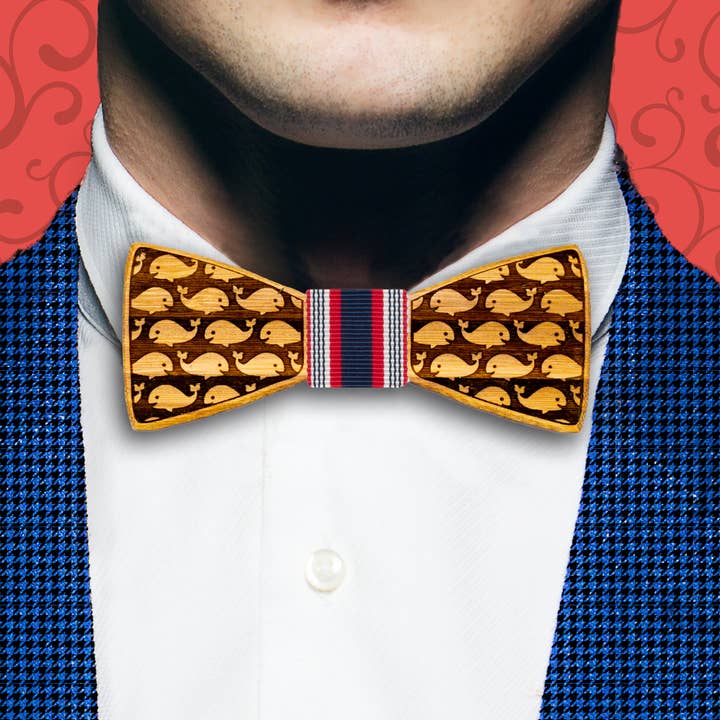 rjostudio|HANDCRAFTED - Vente Nœud papillon – homme - Baleines - Noeud papillon en bambou1