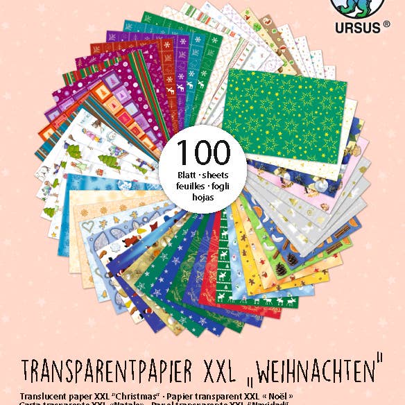 Transparent paper XXL-sorting “Christmas”, DIN A4 for wholesale by URSUS® / Buntpapierfabrik Ludwig Bähr GmbH & Co. KG