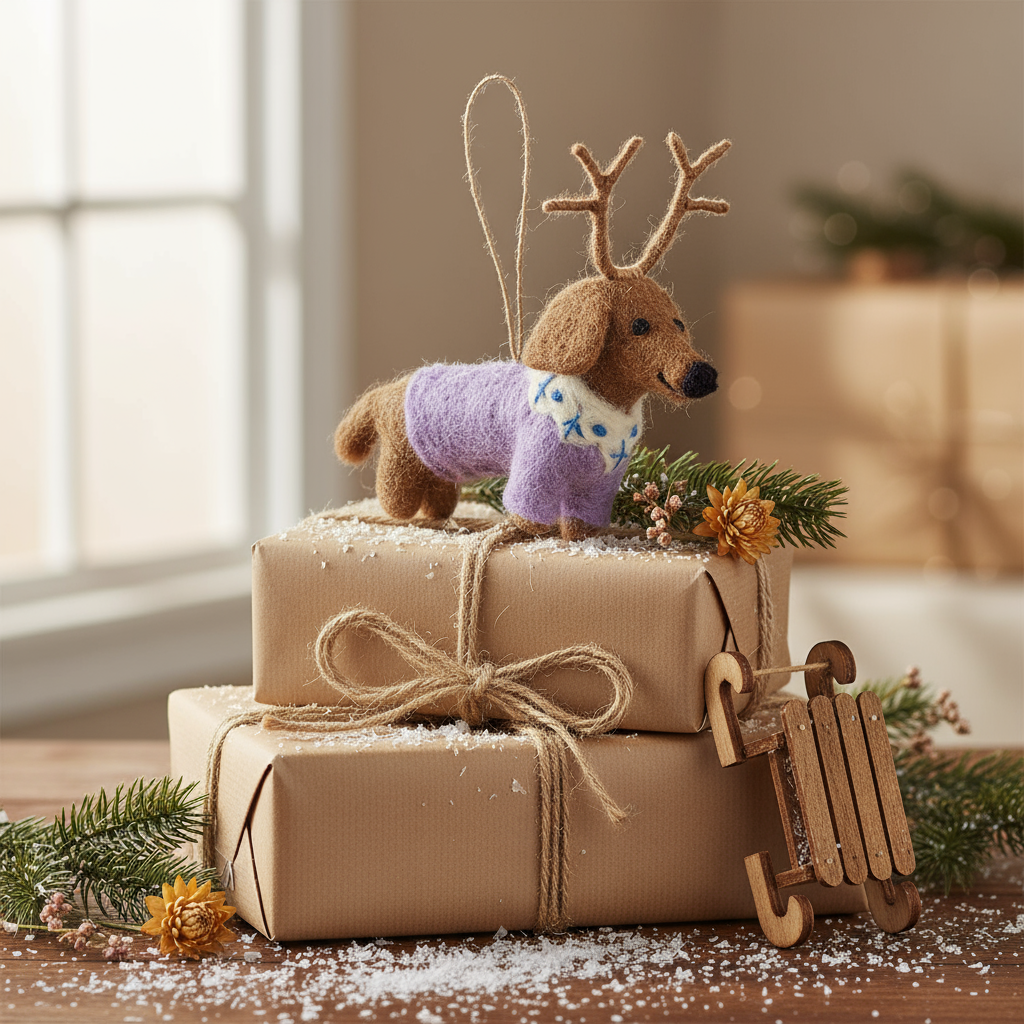 Felt So Good - Wholesale Ornament - Handmade Felt Rudy Dachshund Dog Christmas Decoration5