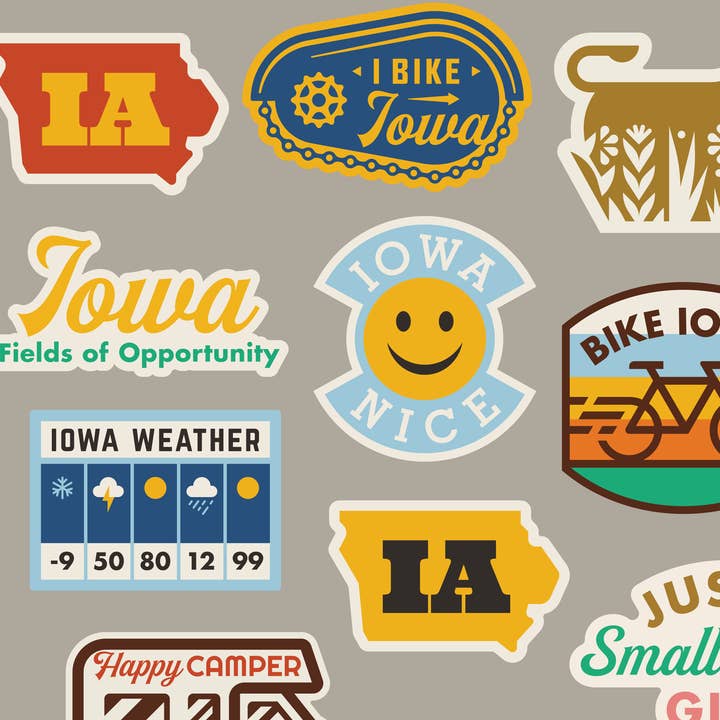 Heartlandia – Großhandel Aufkleber – Iowa State Outline (Schwarz-Gelb)1