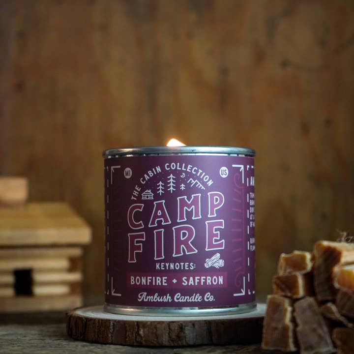 Ambush Candle Co. - Wholesale Travel Candles - Campfire | Bonfire + Saffron 8oz Soy Candle2